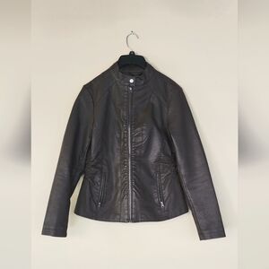 Baccini Dark Brown  Faux Leather Moto Jacket